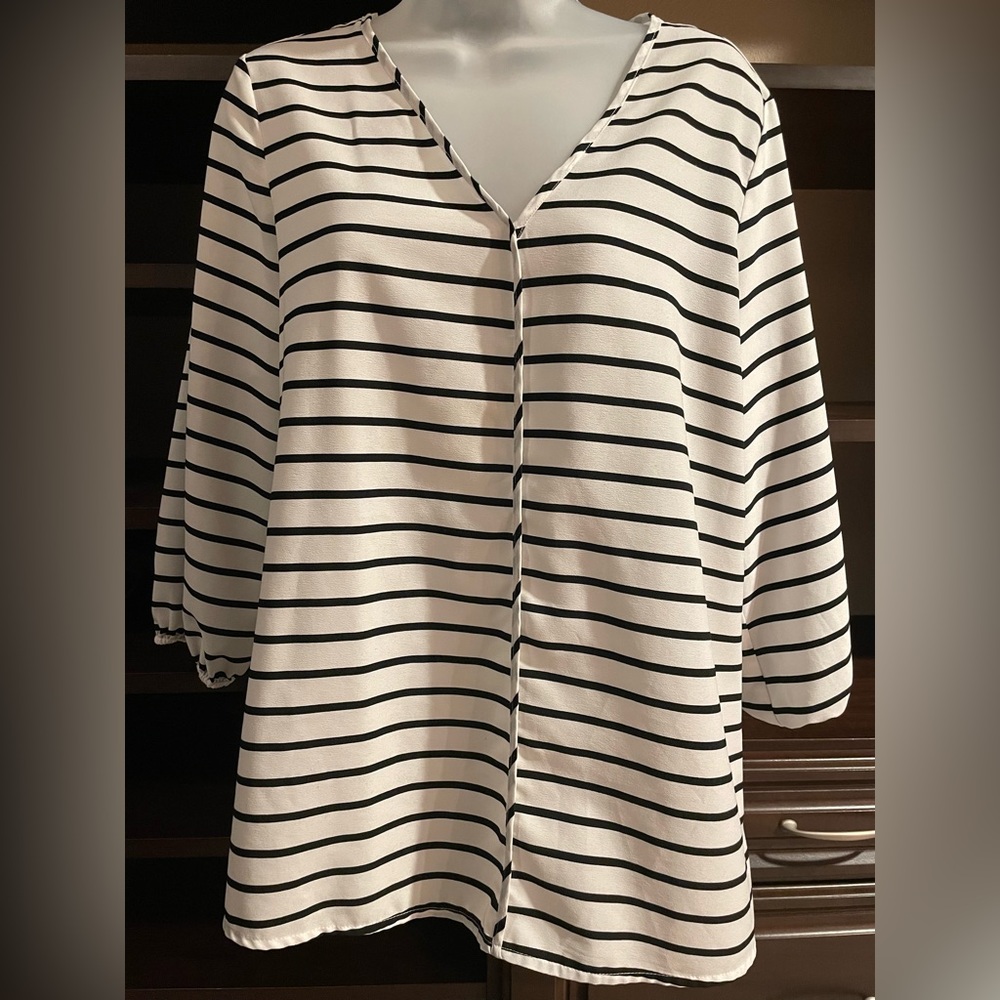 White Black Stripped Long Sleeve